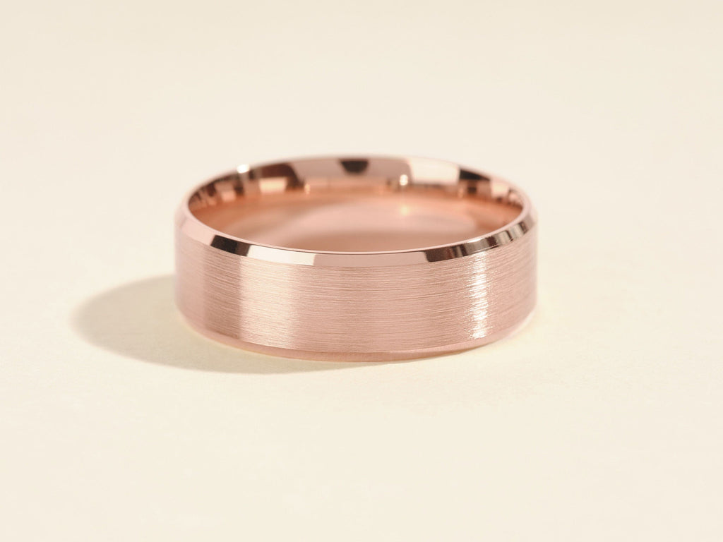 Matte Plain Beveled  Man's Wedding Band