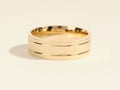 Brushed Men's Solid gold Wedding Band With A Grooved Design