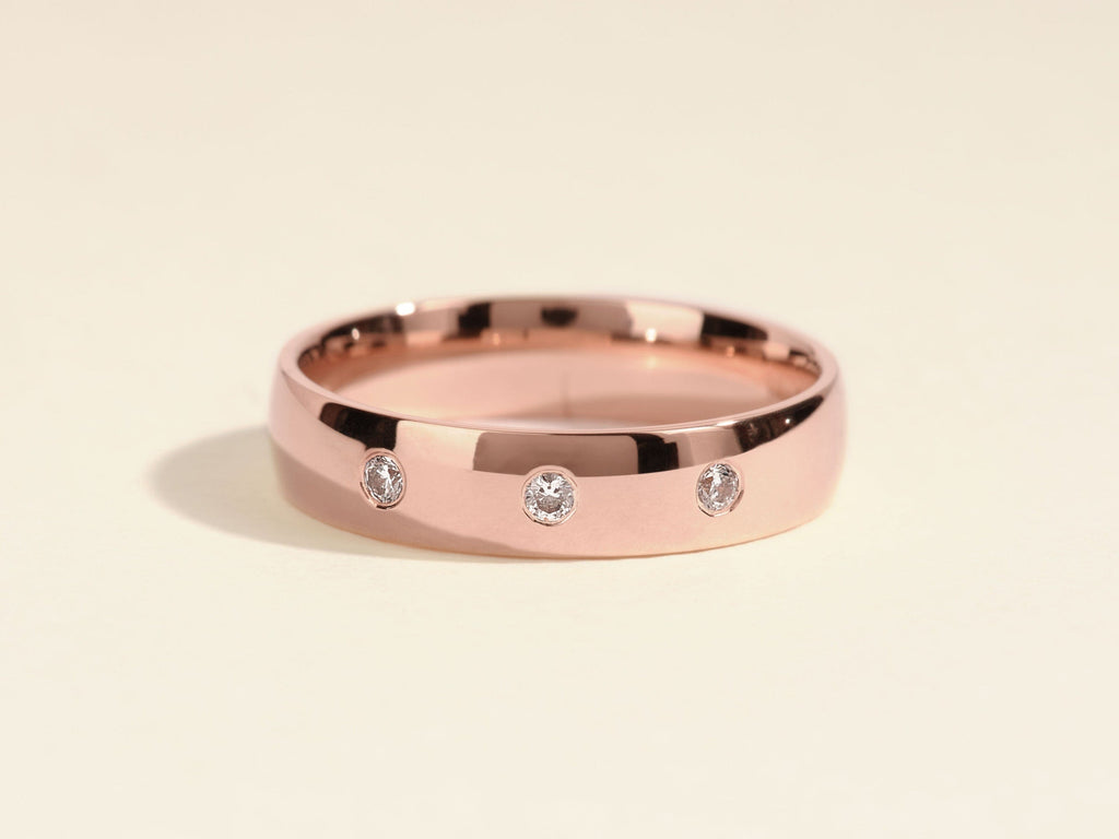 0.20 CT Round Three Stone Style Men's Wedding Band.