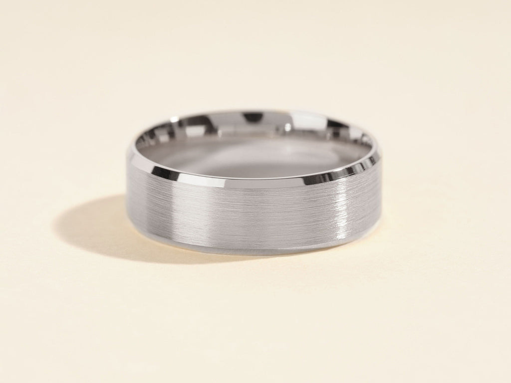 Matte Plain Beveled  Man's Wedding Band
