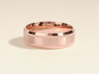 Milgrain and Beveled Edge Solid Gold Men's Wedding Band
