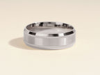 Milgrain and Beveled Edge Solid Gold Men's Wedding Band