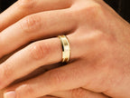Milgrain and Beveled Edge Solid Gold Men's Wedding Band