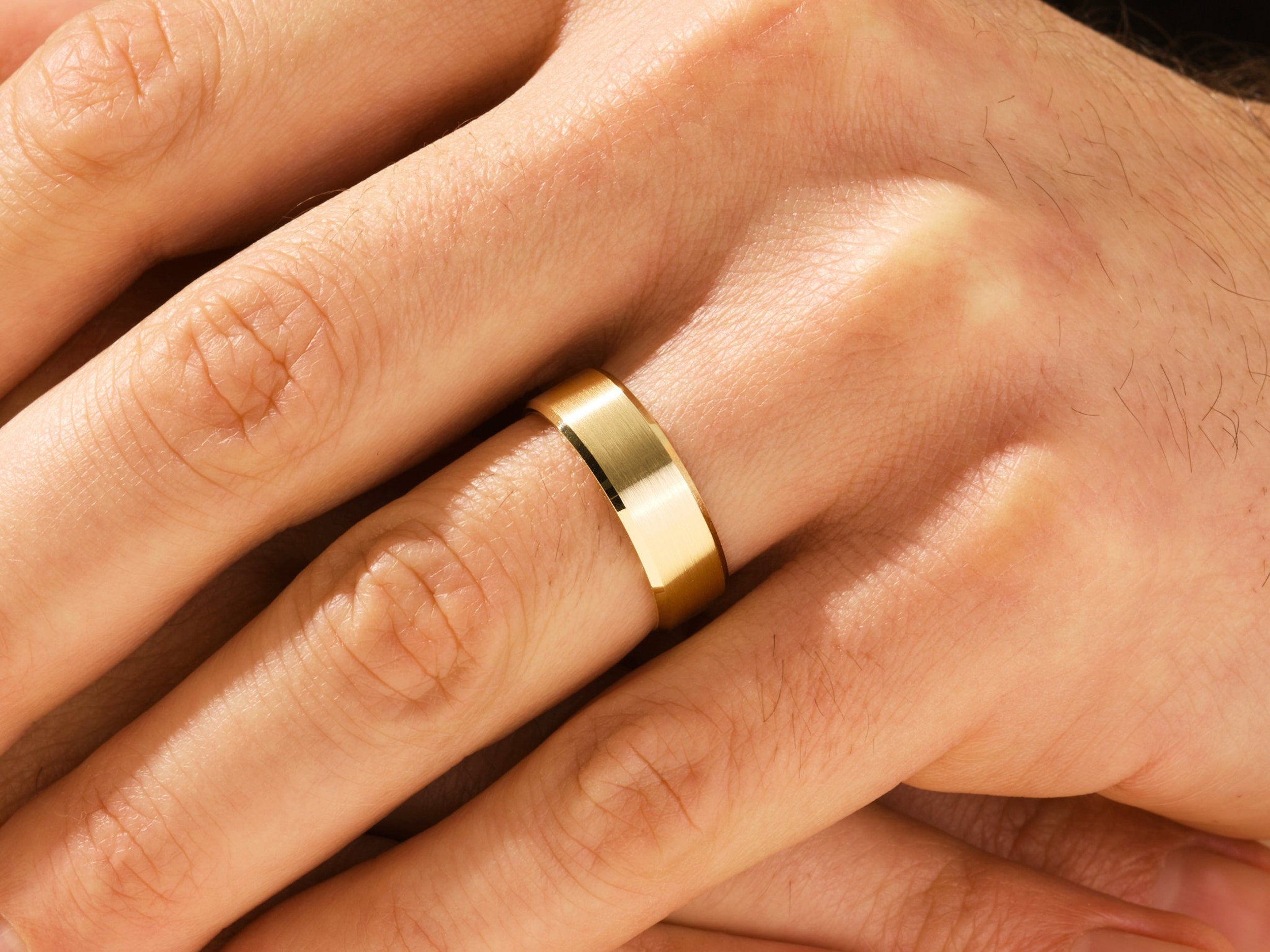 Men's Wedding Band Brushed and Shinny Finish