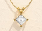 1.0 CT Princess Moissanite Diamond Solitaire Necklace
