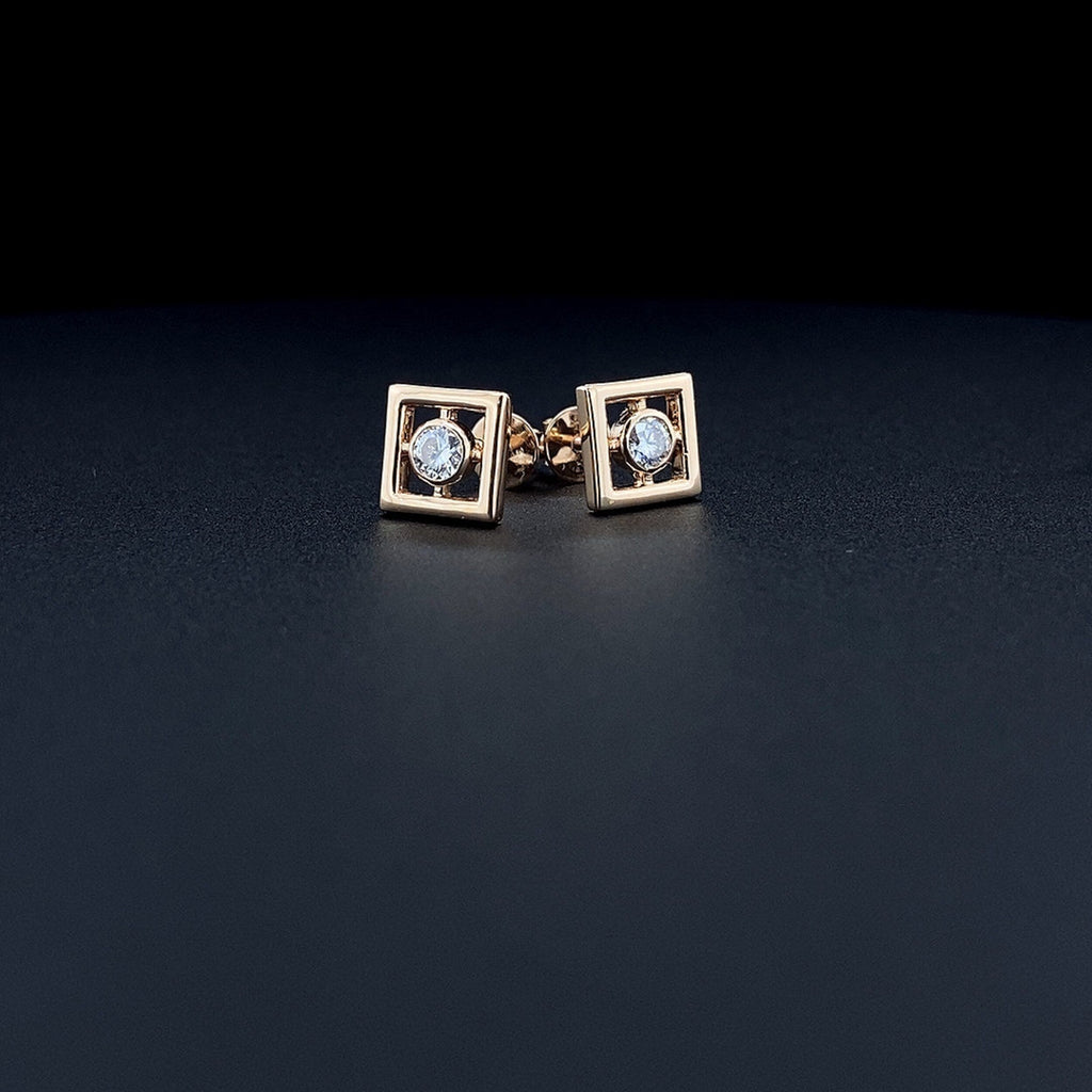 0.40 TCW Round Moissanite Diamond Bezel Stud Earrings