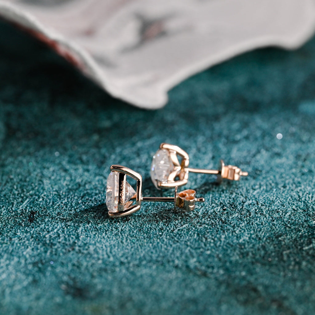 3.0 TCW Heart Moissanite Diamond Solitaire Stud Earrings