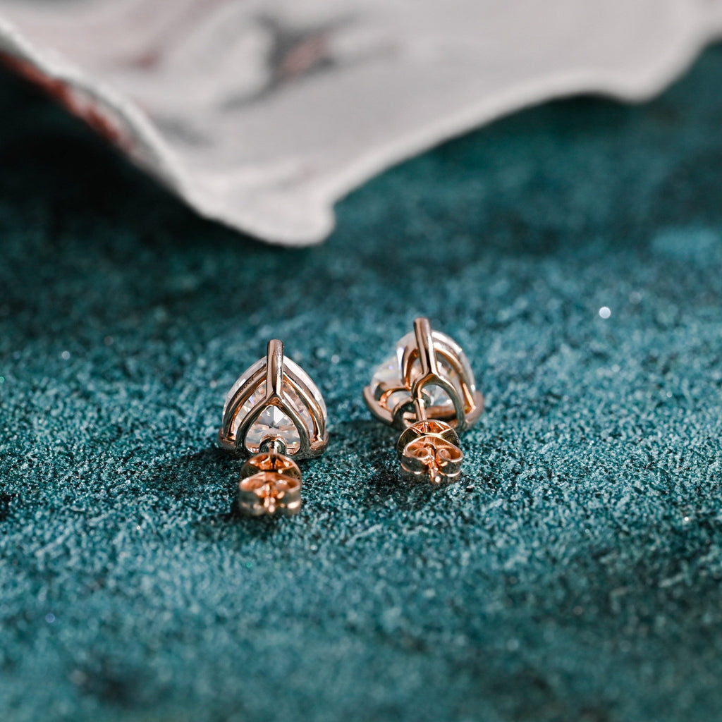 3.0 TCW Heart Moissanite Diamond Solitaire Stud Earrings