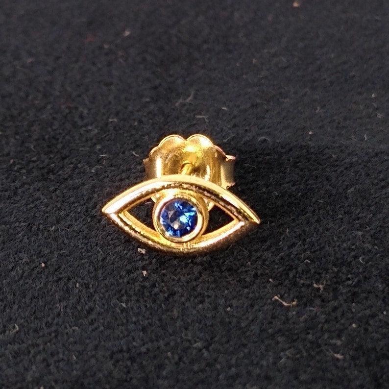 Evil Eye Sapphire Stud Earrings