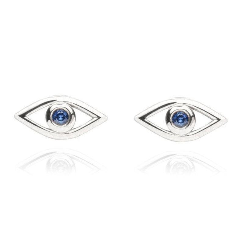 Evil Eye Sapphire Stud Earrings