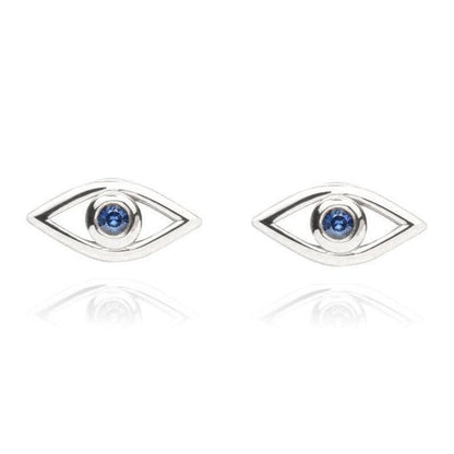 Evil Eye Sapphire Stud Earrings