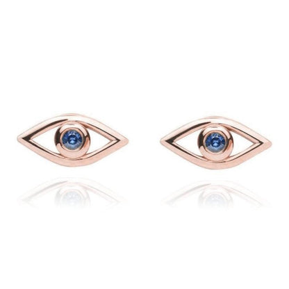 Evil Eye Sapphire Stud Earrings