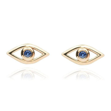 Evil Eye Sapphire Stud Earrings