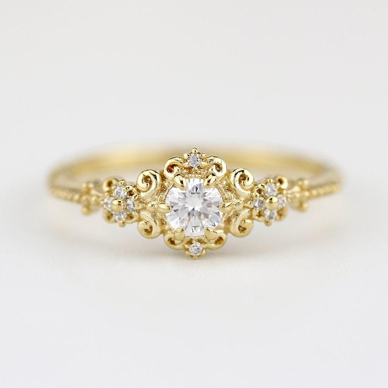 Baroque style engagement ring, art deco engagement ring, art deco ring