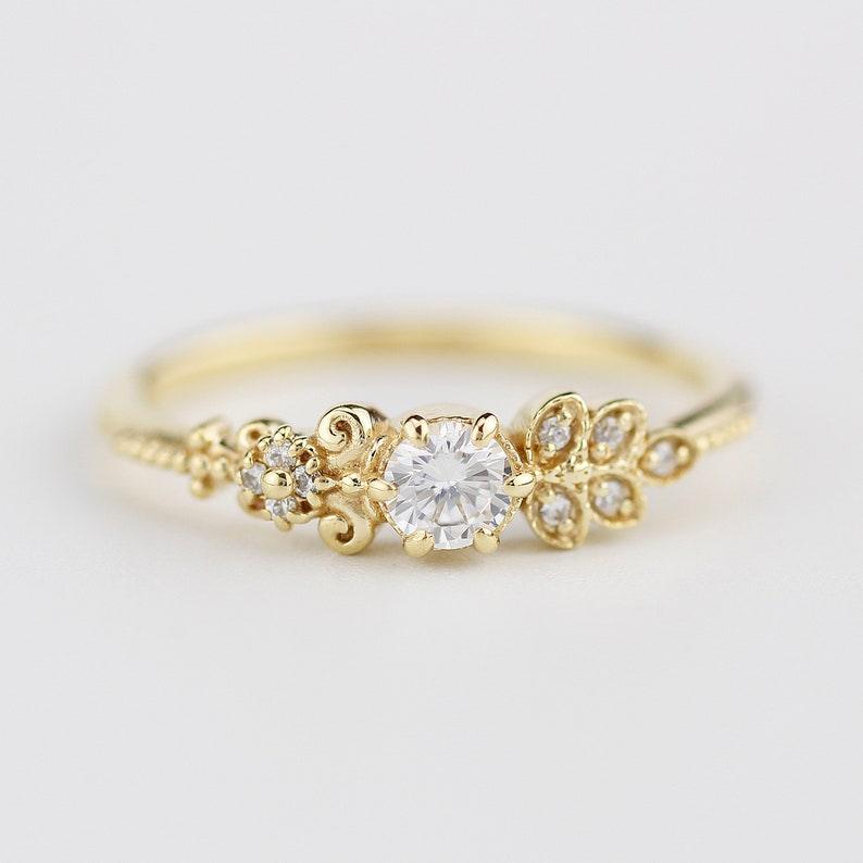 delicate engagement ring, art deco engagement ring, simple engagement ring