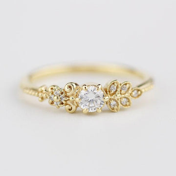 delicate engagement ring, art deco engagement ring, simple engagement ring