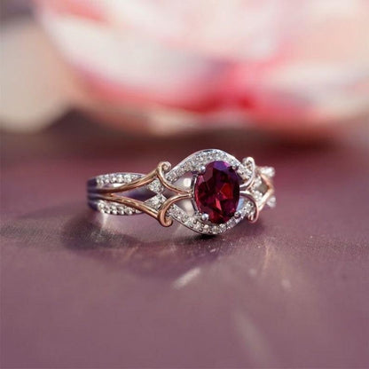 Enchanted Disney Mulan Live Action Red Ruby and 1.05 Ct Oval Cut Diamond Ring