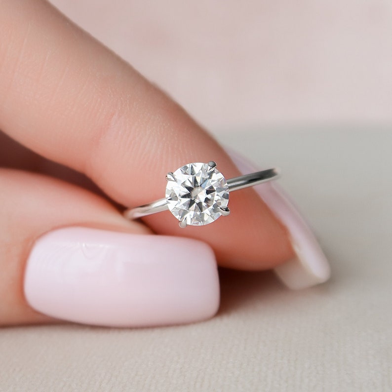 1.0 CT Round Cut Moissanite Hidden Halo Style Engagement Ring
