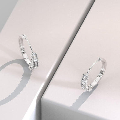 excellent baguette Diamond Huggie hoop Earrings