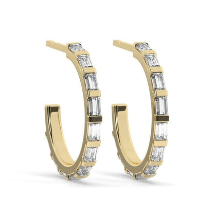 gorgeous baguette diamond hoop earrings