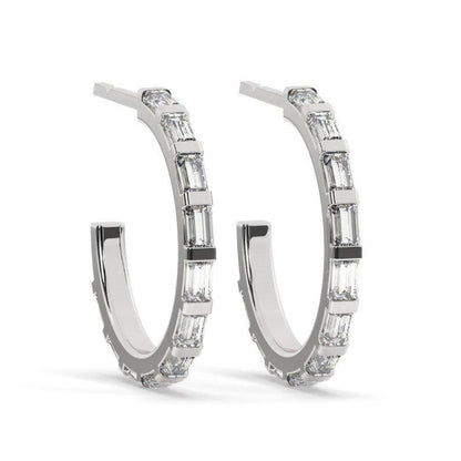 gorgeous baguette diamond hoop earrings