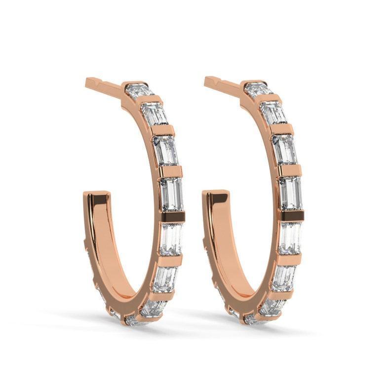 gorgeous baguette diamond hoop earrings