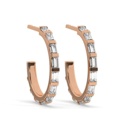 gorgeous baguette diamond hoop earrings