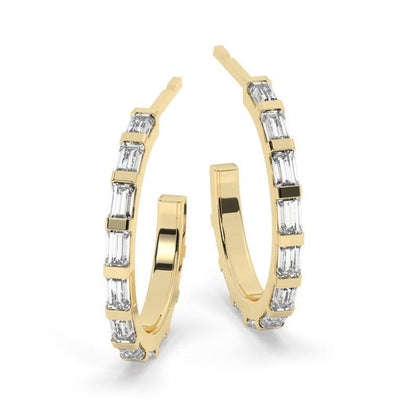 gorgeous baguette diamond hoop earrings