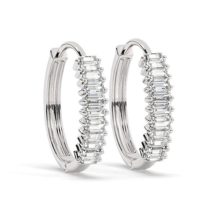 excellent baguette Diamond Huggie hoop Earrings