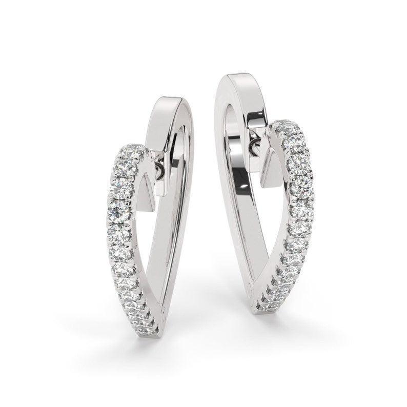 Heart Shape with round diamond romentic hoop earrings