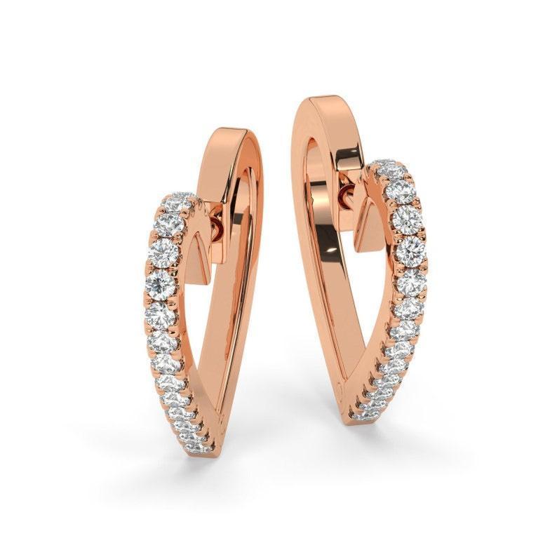 Heart Shape with round diamond romentic hoop earrings