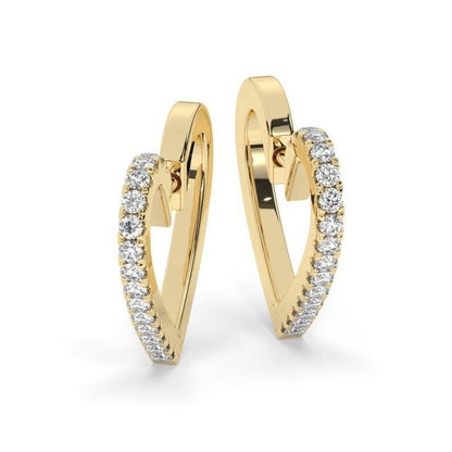 Heart Shape with round diamond romentic hoop earrings