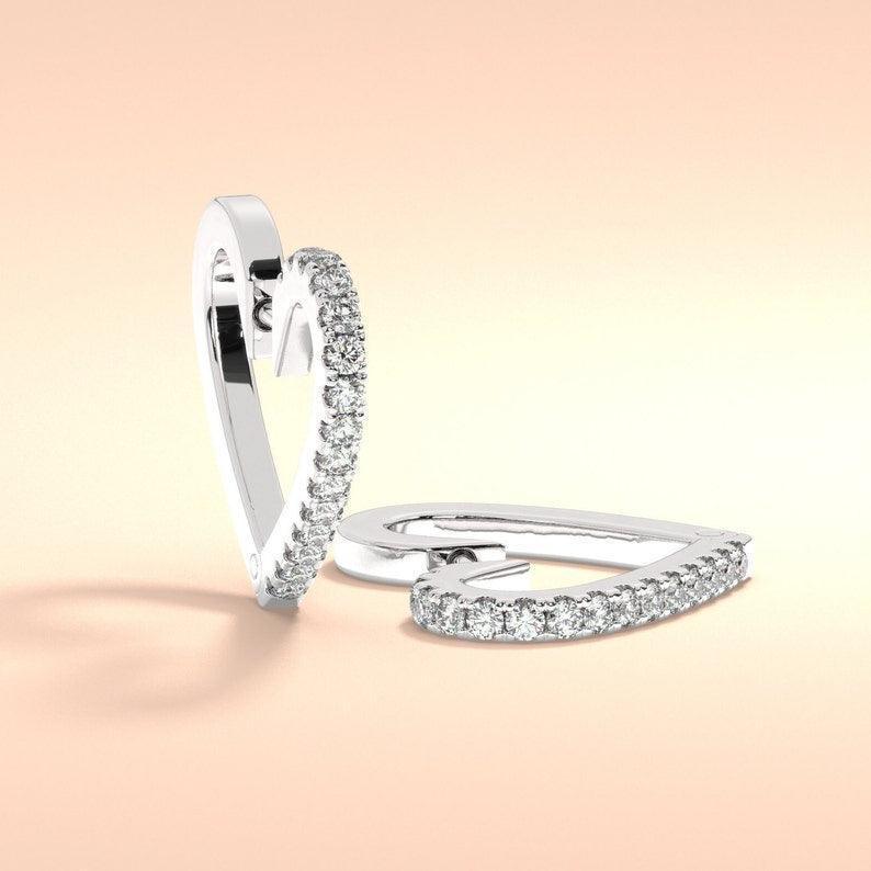 Heart Shape with round diamond romentic hoop earrings