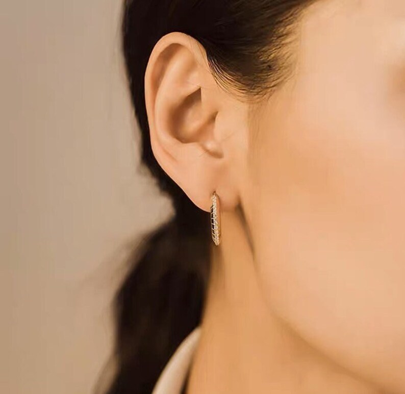0.25 TCW Round Moissanite Diamond Crystal Hoop Earring