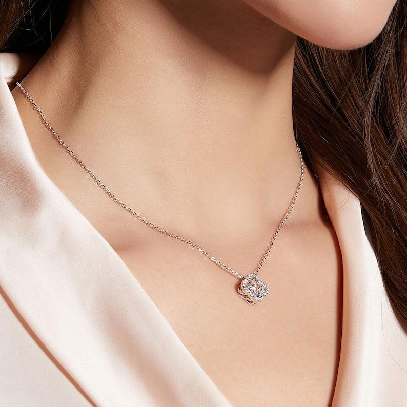 Elegance in Miniature: 0.5ct 5mm round Moissanite Charm Necklace