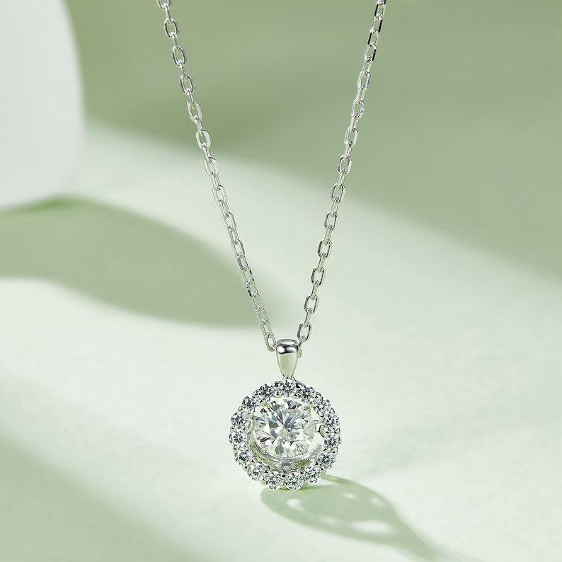 Timeless Treasures: 0.5ct Moissanite Pendant with Sterling Silver Details