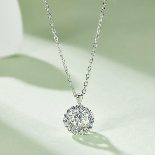 Timeless Treasures: 0.5ct Moissanite Pendant with Sterling Silver Details