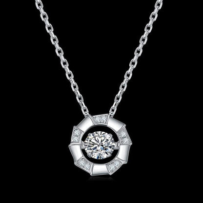 Celestial Embrace: 5mm Round 0.5ct Moissanite Halo Pendant