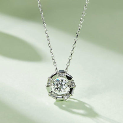 Celestial Embrace: 5mm Round 0.5ct Moissanite Halo Pendant