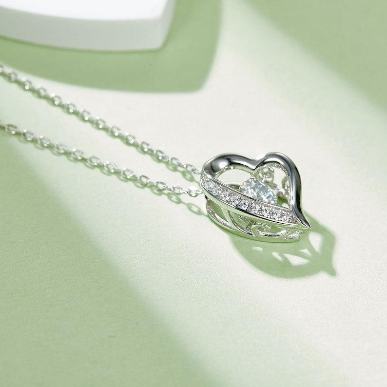 Elegance Heart Moissanite Keepsake Necklace