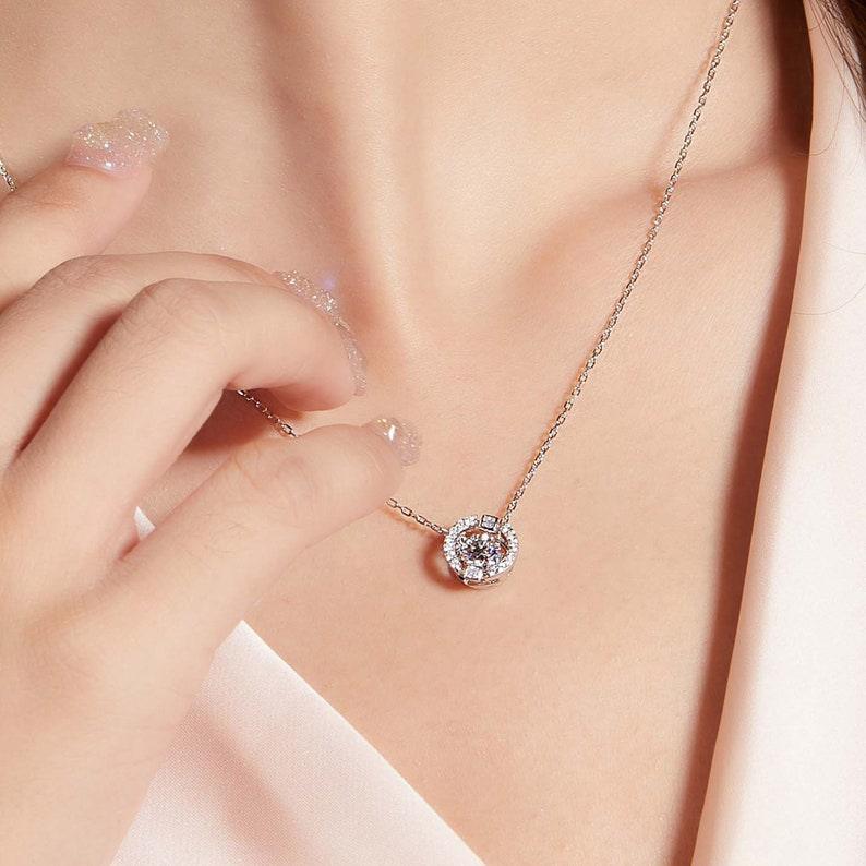 0.5ct 5mm Round A Touch of Luxury: Moissanite Necklace in Classic Style