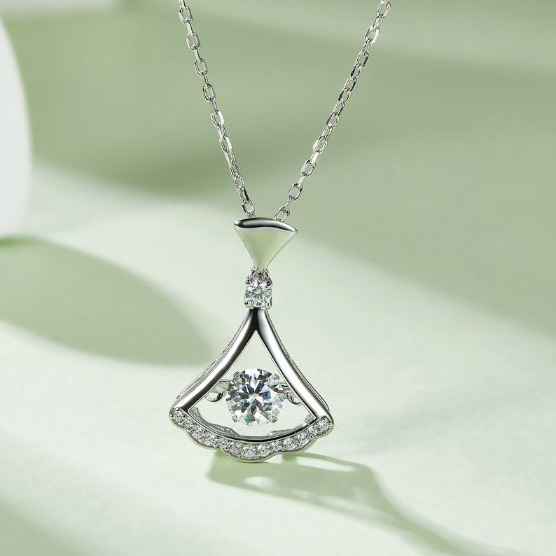 0.5ct 5mm Round Glamour Unleashed: Moissanite Pendant Statement Necklace