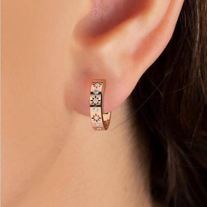 Minimalist Starbust Diamond Hoop Earrings