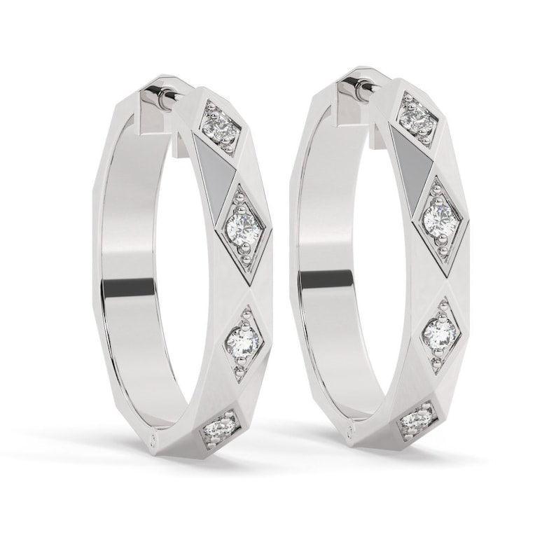 gorgeous art deco design minimalistic diamond hoop earrings