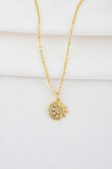 celestial Gold sun and moon necklace 10k gold