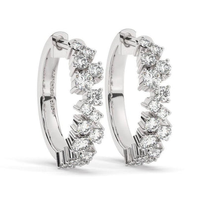 Excellent round diamond with cluster hoop earrings