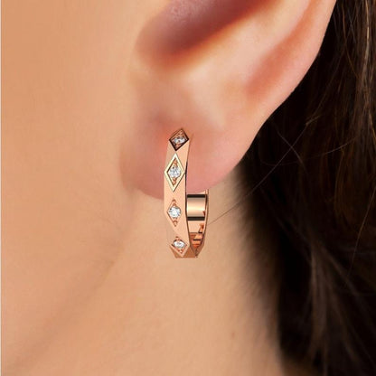 gorgeous art deco design minimalistic diamond hoop earrings