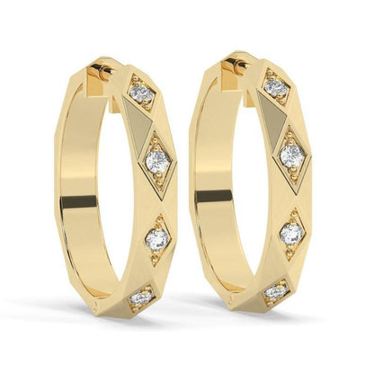 gorgeous art deco design minimalistic diamond hoop earrings