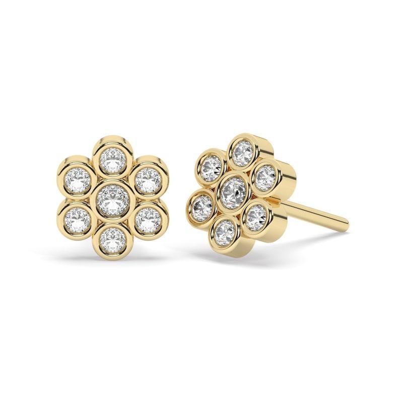 Brilliant round cut Diamond Flower Stud Earrings