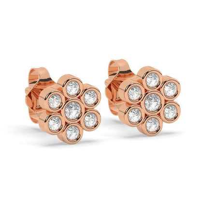 Brilliant round cut Diamond Flower Stud Earrings